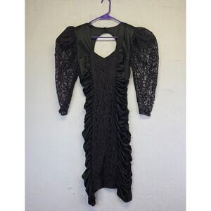 Mayvens of California Prom Dress XS Puff Sleeve Whimsigoth Ruched Gothic Mermaid